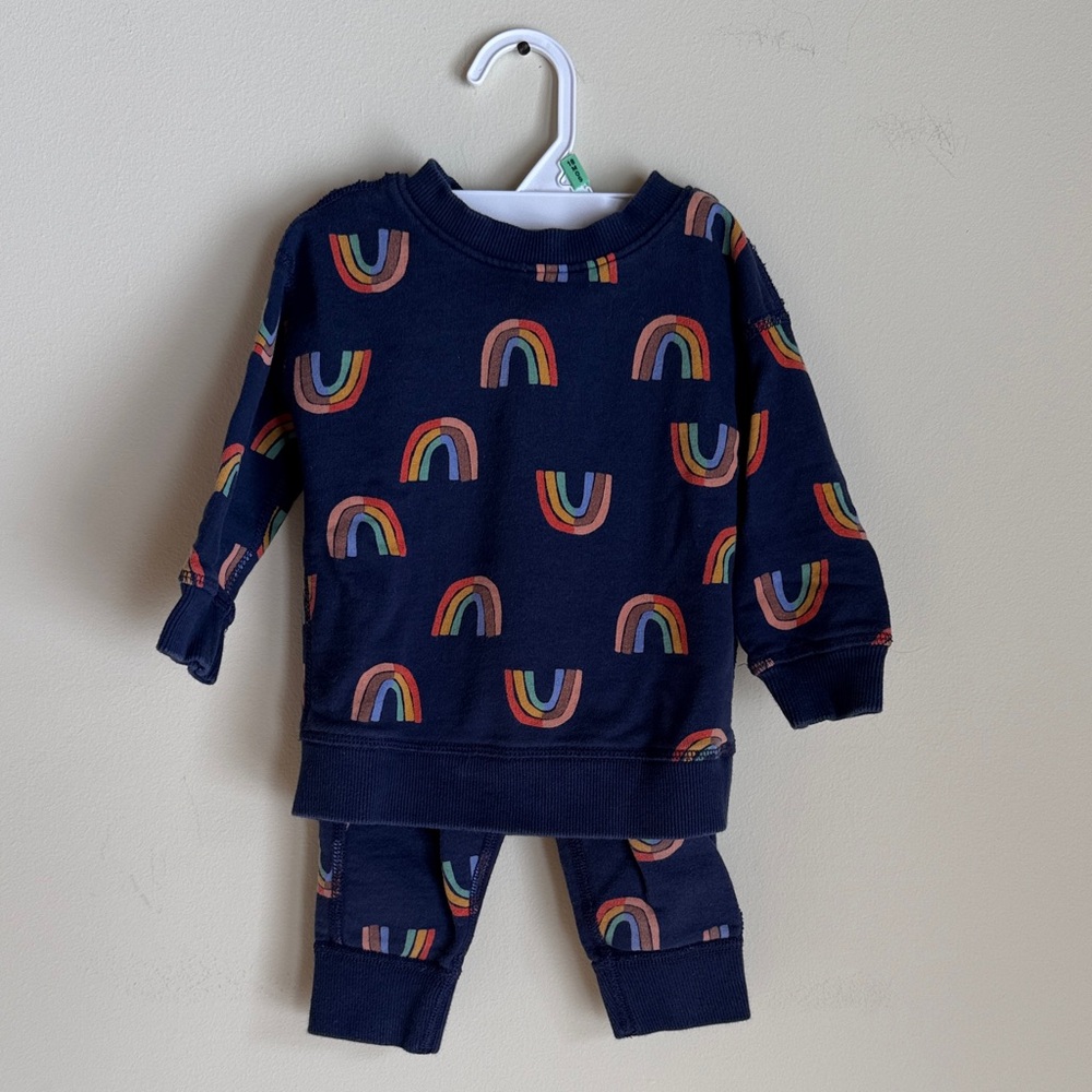 HANNA ANDERSSON Baby Navy Rainbow Sweatshirt Set